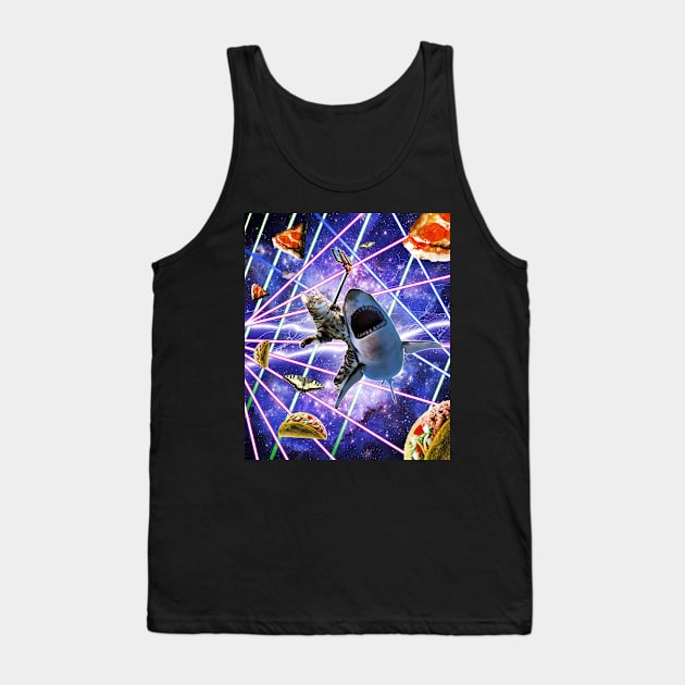 Selfie Cat Riding Shark, Space Rave, Pizza Taco Butterfly Tank Top by Random Galaxy